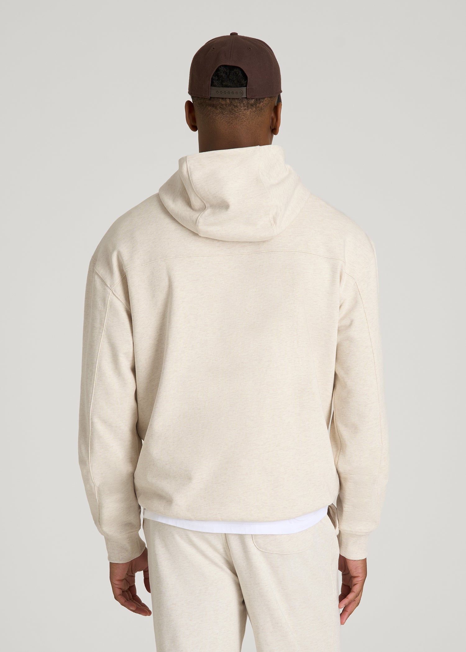 American Tall Men Everyday French Terry Popover Hoodie for Tall Men in Heathered Oatmeal
