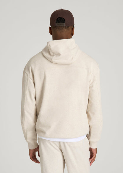 American Tall Men Everyday French Terry Popover Hoodie for Tall Men in Heathered Oatmeal