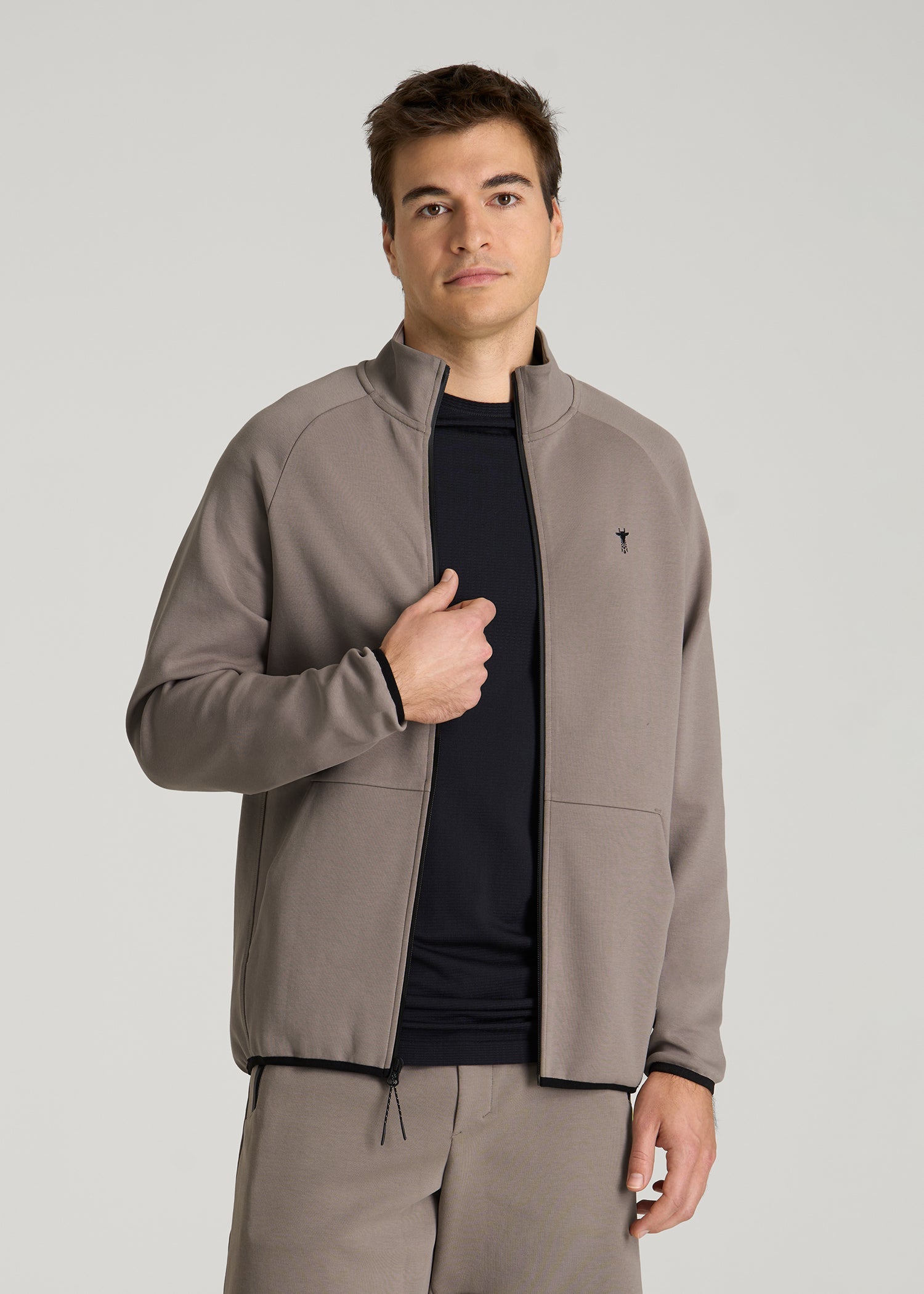 American Tall Men Tech Motion Fleece Full-Zip Jacket for Tall Men in Portobello