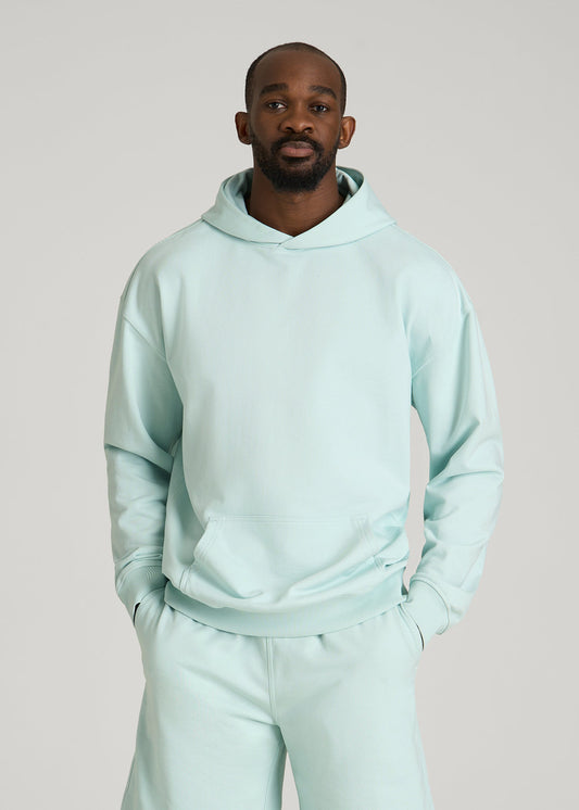 American Tall Men Everyday French Terry Popover Hoodie for Tall Men in Opal Blue