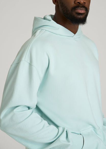 American Tall Men Everyday French Terry Popover Hoodie for Tall Men in Opal Blue