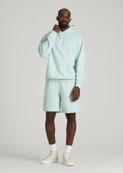 American Tall Men Everyday French Terry Popover Hoodie for Tall Men in Opal Blue
