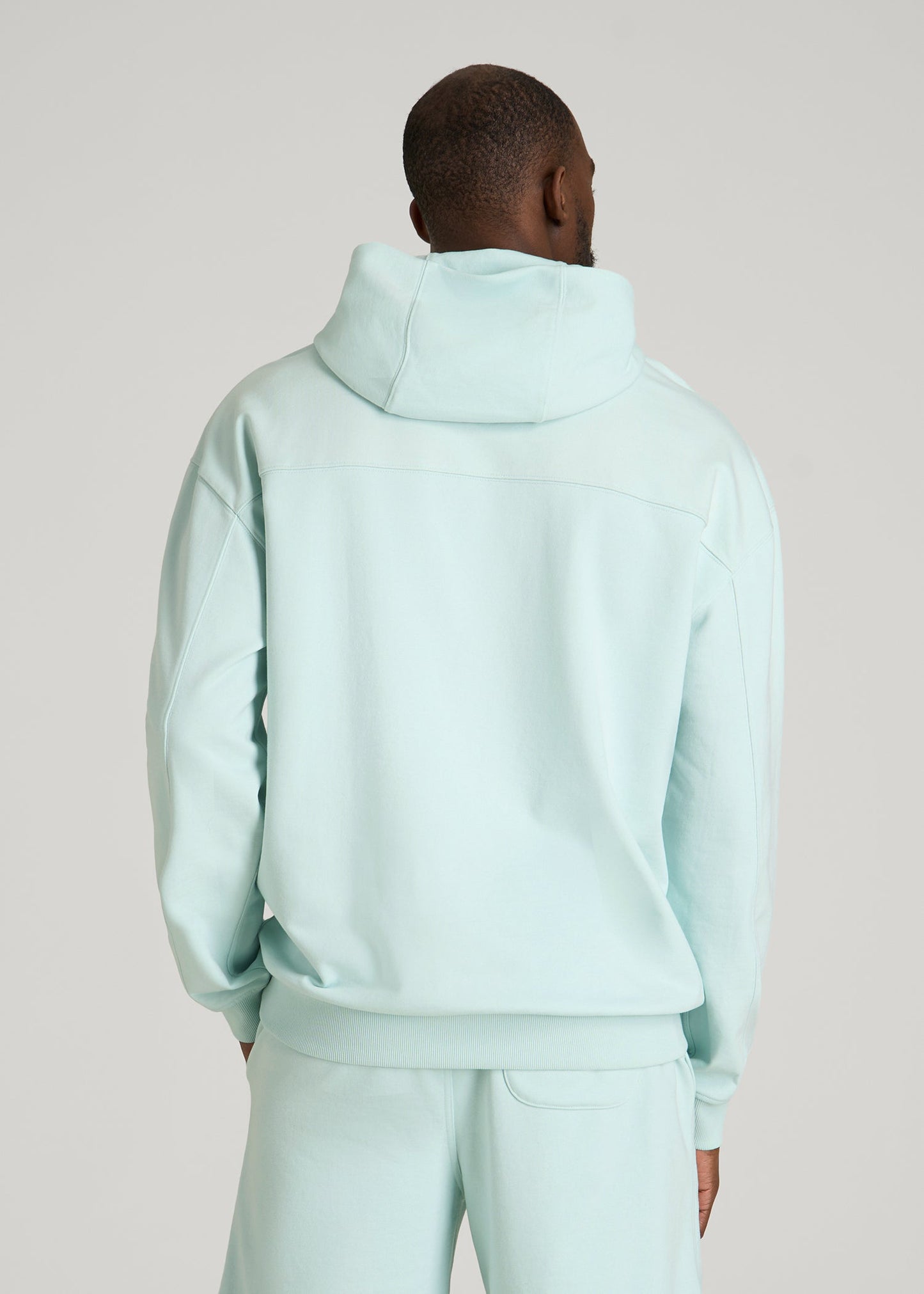 American Tall Men Everyday French Terry Popover Hoodie for Tall Men in Opal Blue