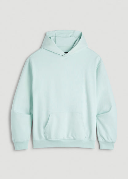 American Tall Men Everyday French Terry Popover Hoodie for Tall Men in Opal Blue