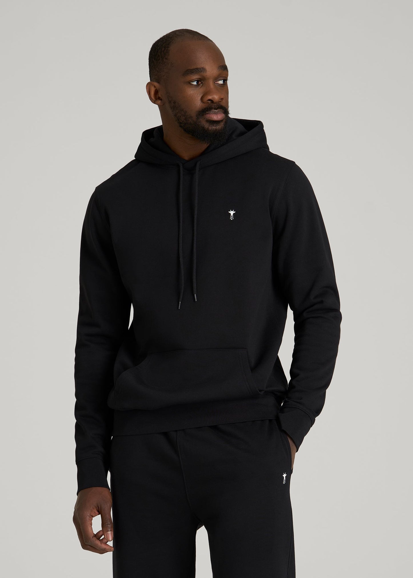 American Tall Men Core Motion Fleece Popover Hoodie for Tall Men in Black