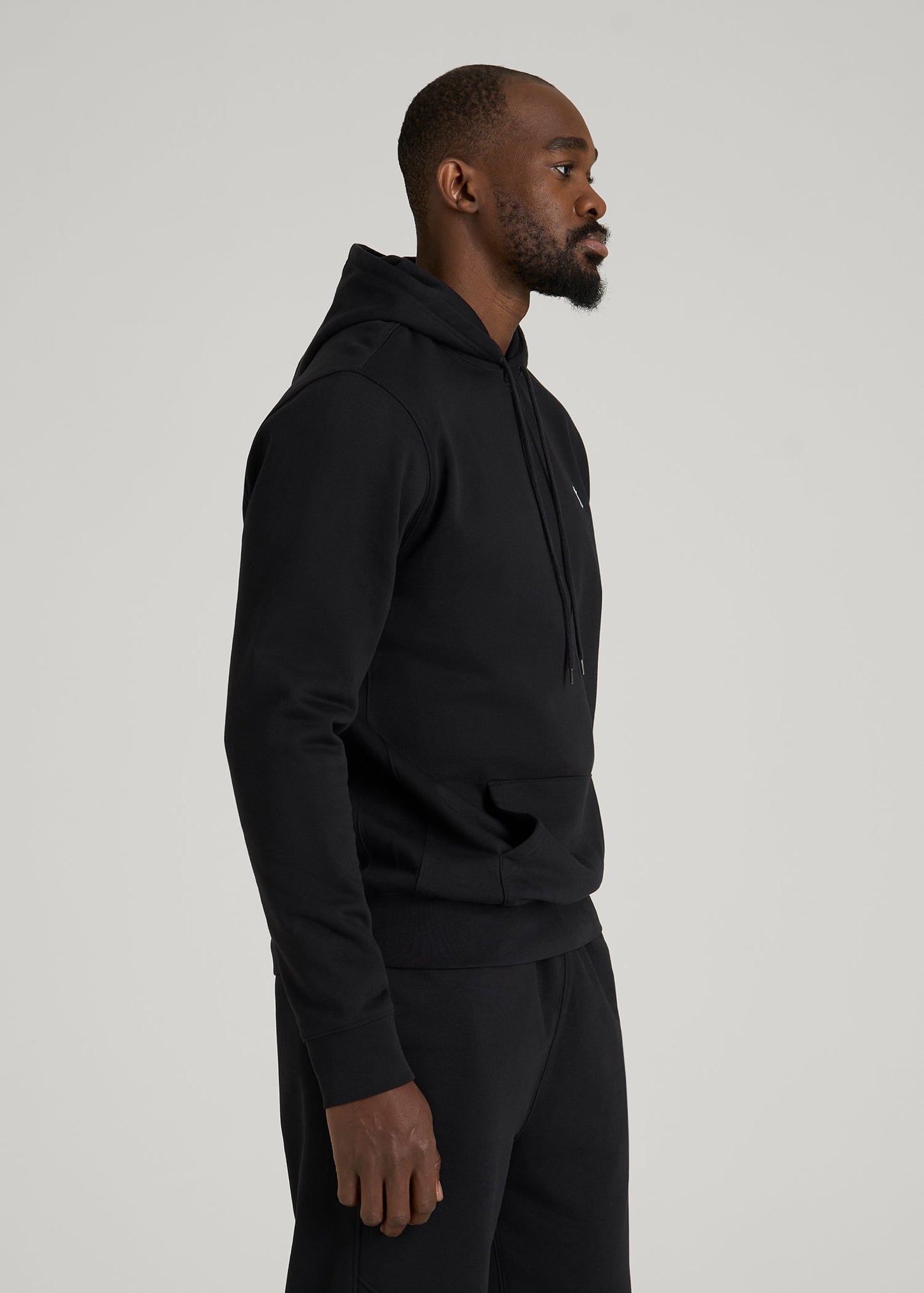 American Tall Men Core Motion Fleece Popover Hoodie for Tall Men in Black