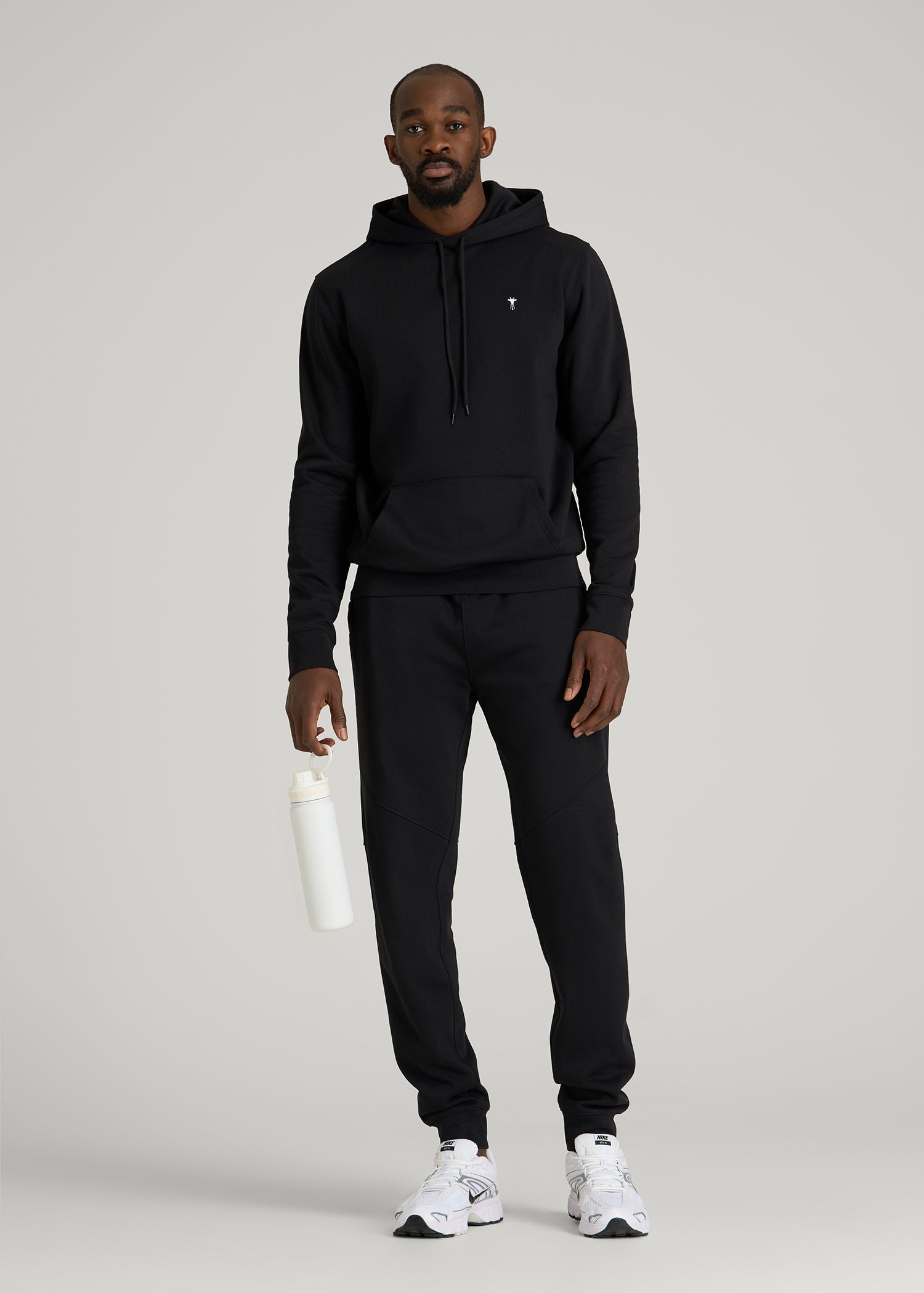 American Tall Men Core Motion Fleece Popover Hoodie for Tall Men in Black