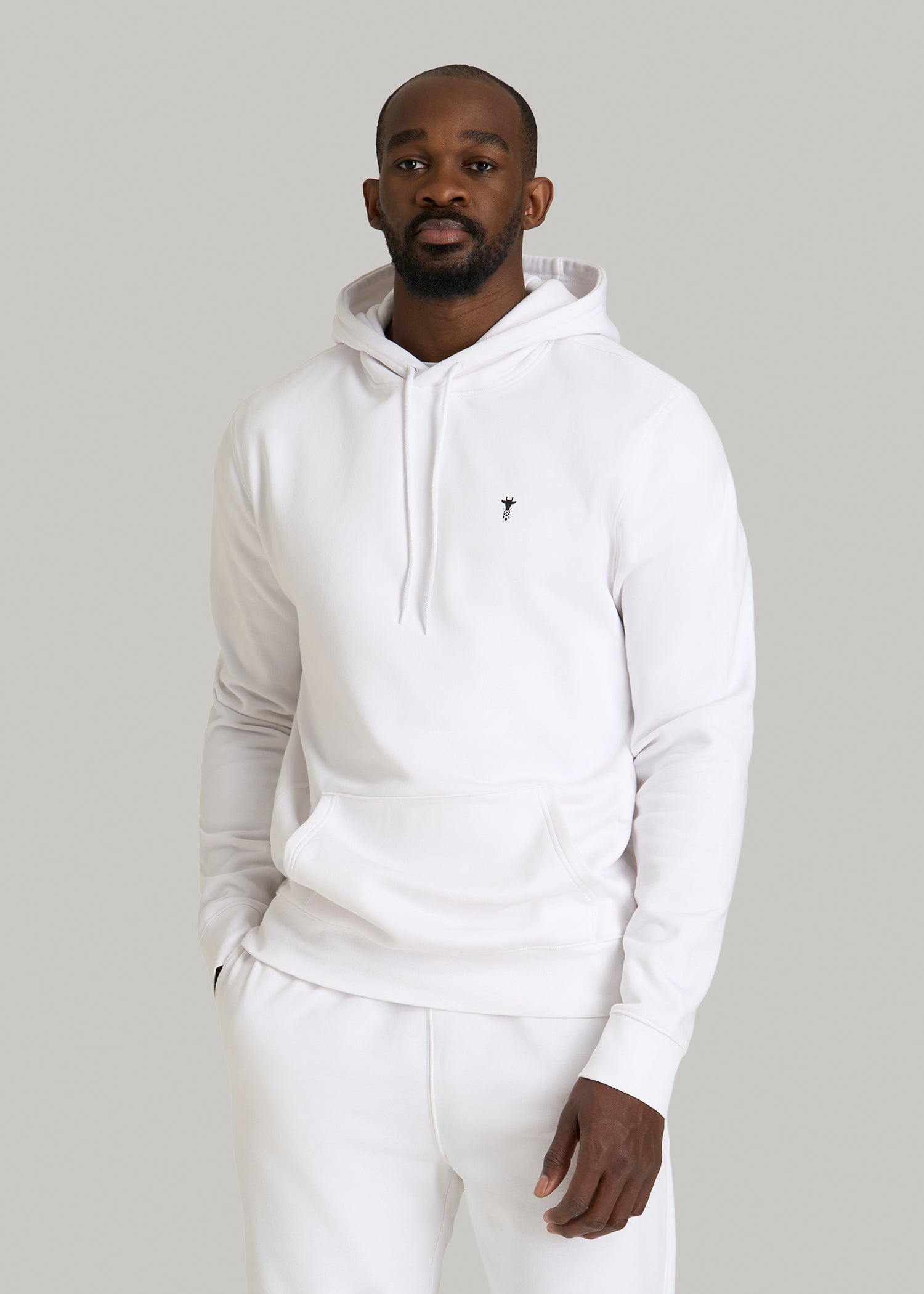 American Tall Men Core Motion Fleece Popover Hoodie for Tall Men in White