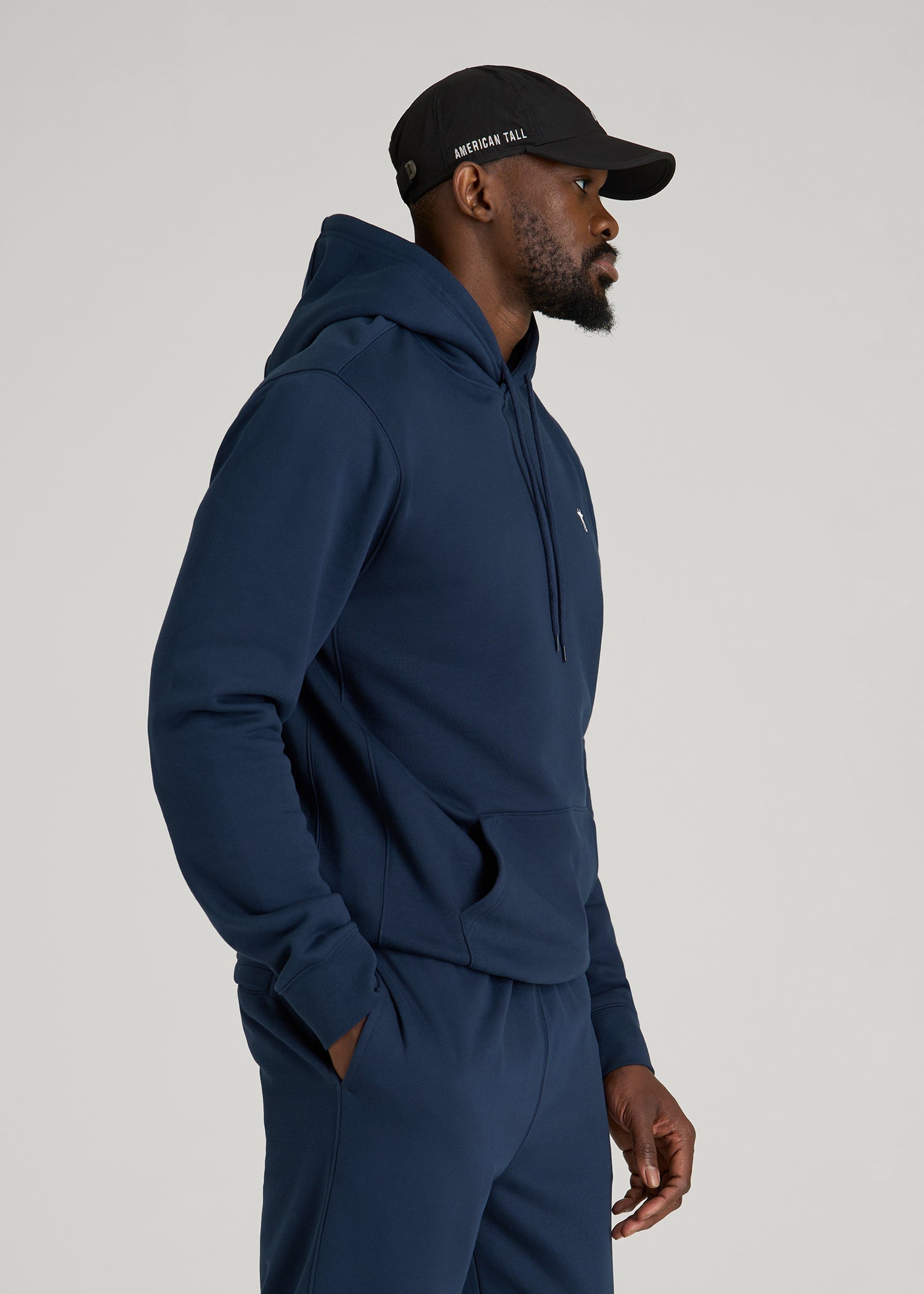 American Tall Men Core Motion Fleece Popover Hoodie for Tall Men in Navy Blue