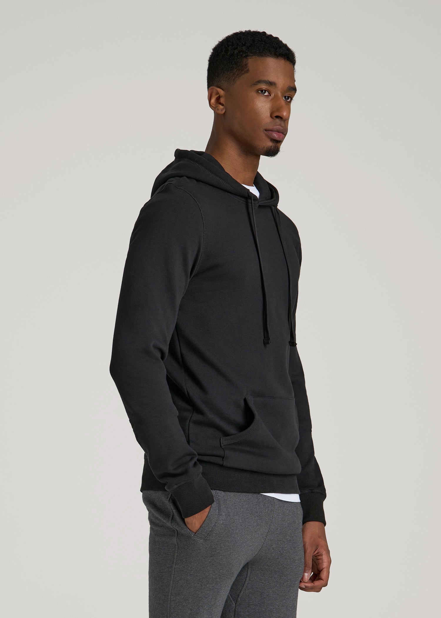 American Tall Men Wearever 2.0 Fleece Hoodie for Tall Men in Black