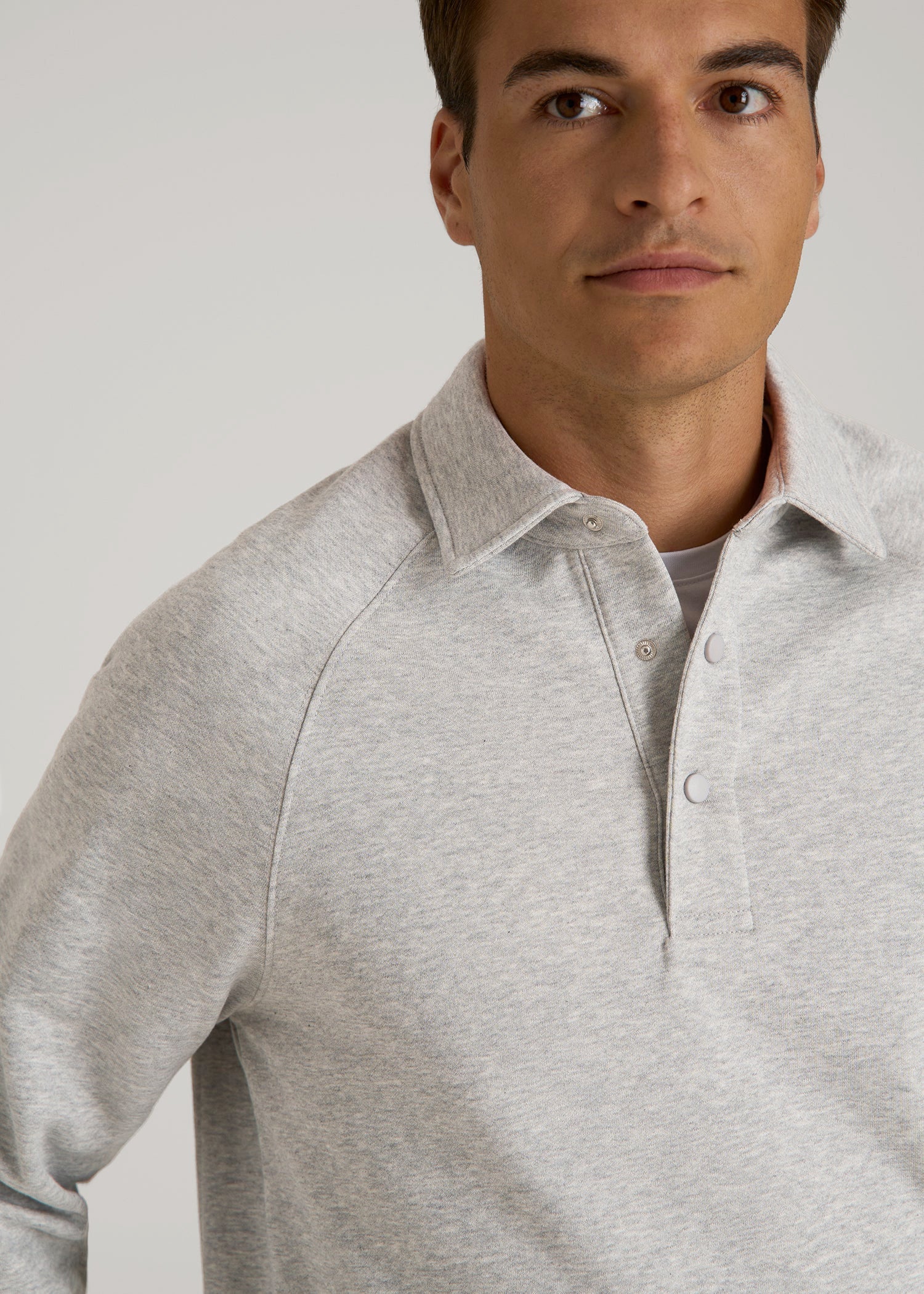 American Tall Men Wearever Fleece Collared Sweatshirt for Tall Men in Grey Mix