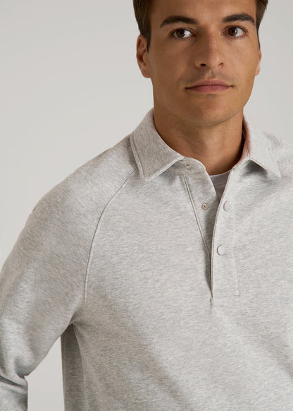 American Tall Men Wearever Fleece Collared Sweatshirt for Tall Men in Grey Mix