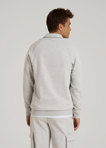 American Tall Men Wearever Fleece Collared Sweatshirt for Tall Men in Grey Mix