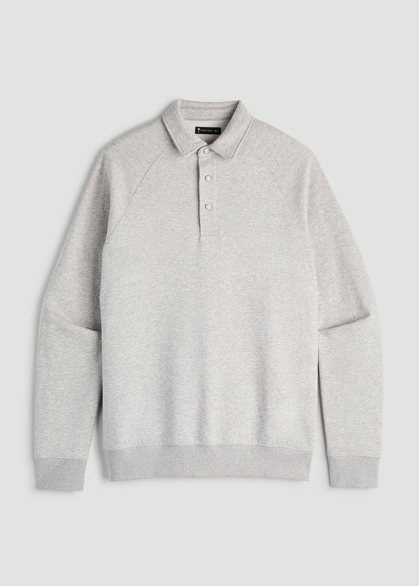 American Tall Men Wearever Fleece Collared Sweatshirt for Tall Men in Grey Mix