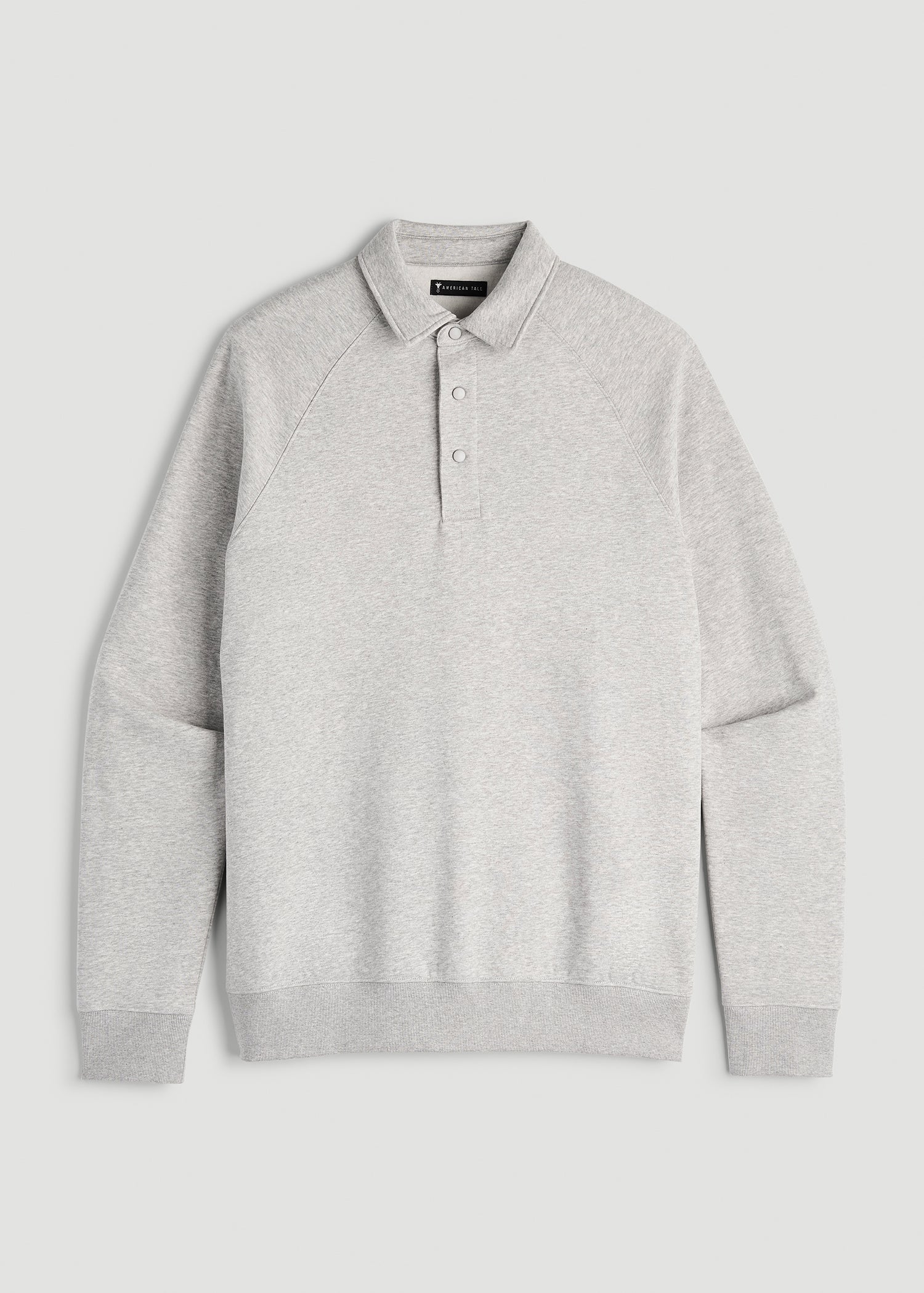 American Tall Men Wearever Fleece Collared Sweatshirt for Tall Men in Grey Mix