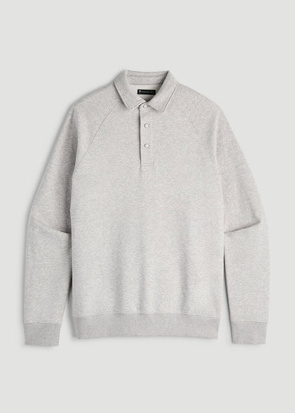 American Tall Men Wearever Fleece Collared Sweatshirt for Tall Men in Grey Mix