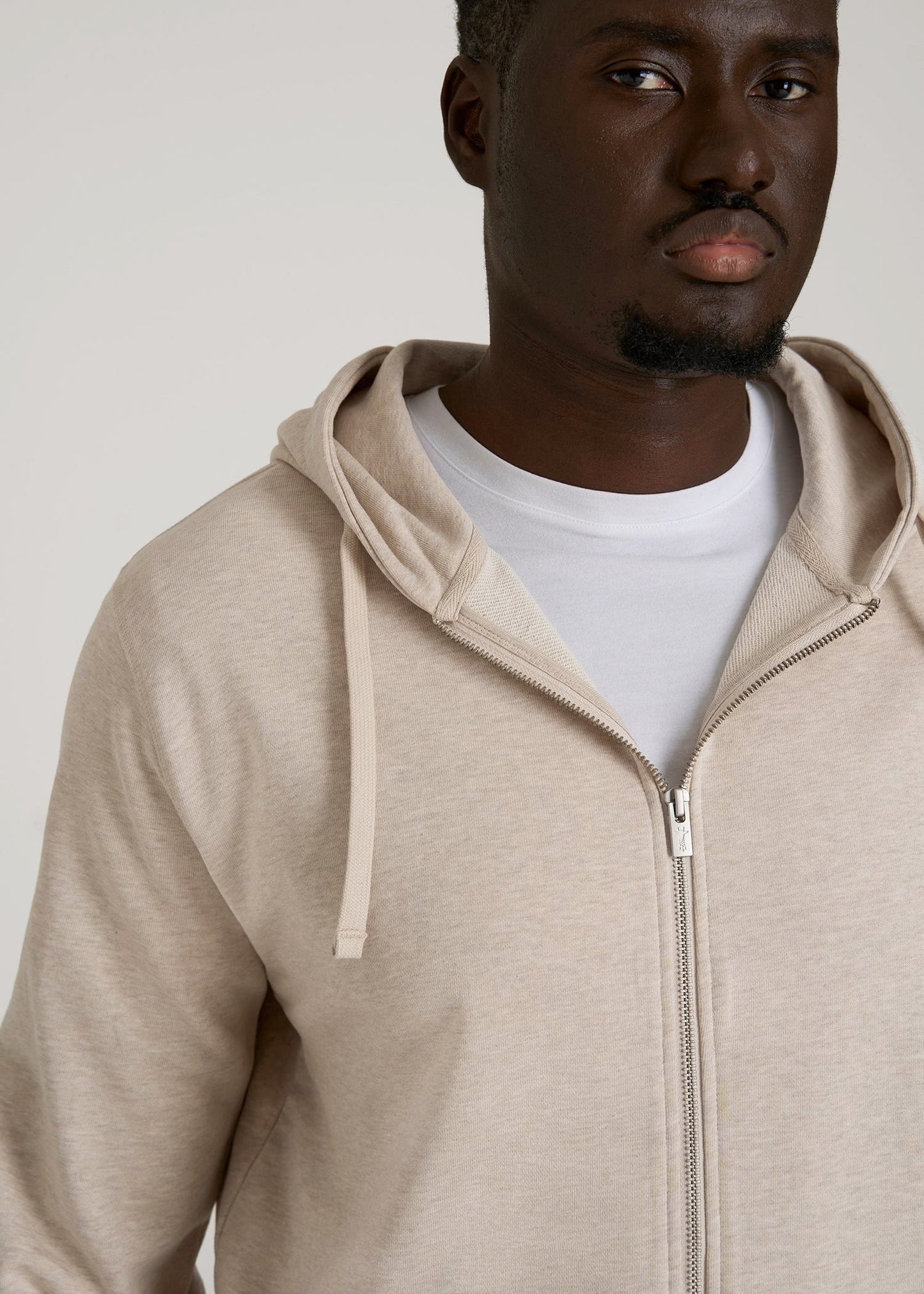 American Tall Men Wearever French Terry Full Zip Hoodie 2.0 in Oatmeal Mix