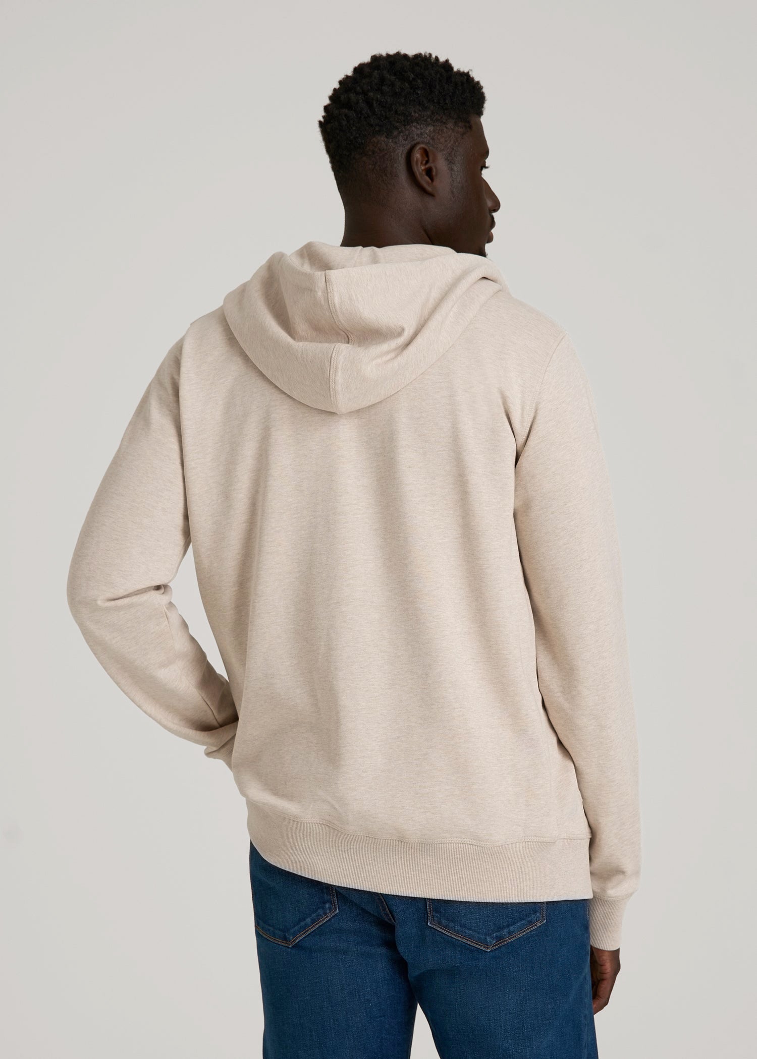 American Tall Men Wearever French Terry Full Zip Hoodie 2.0 in Oatmeal Mix