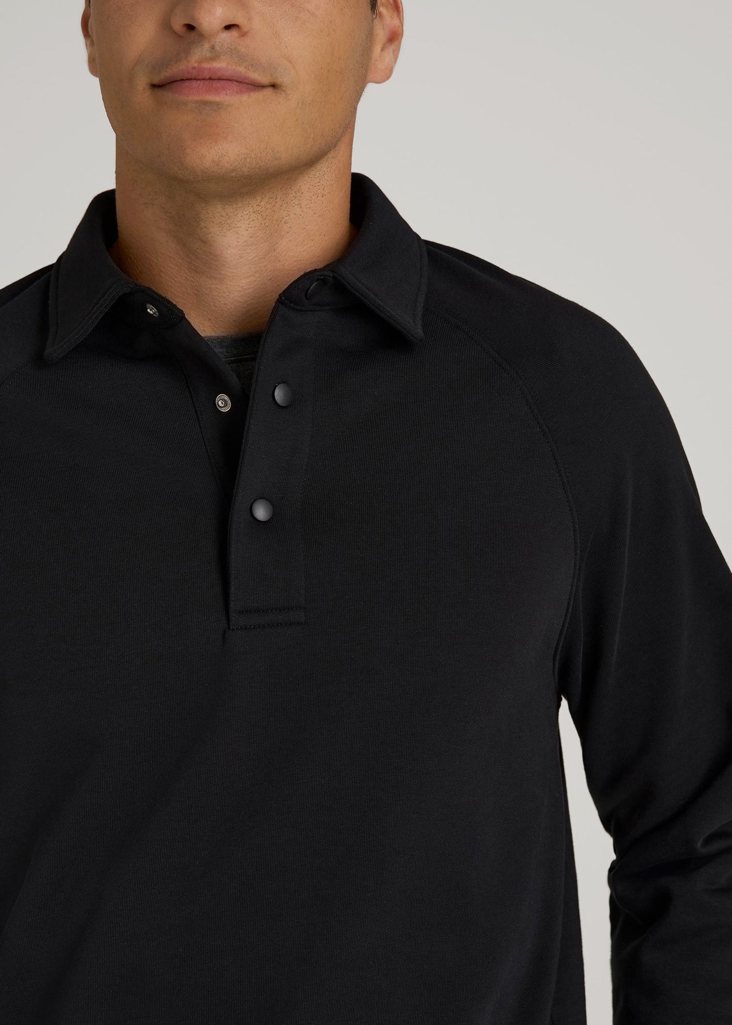 American Tall Men Wearever Fleece Collared Sweatshirt for Tall Men in Black