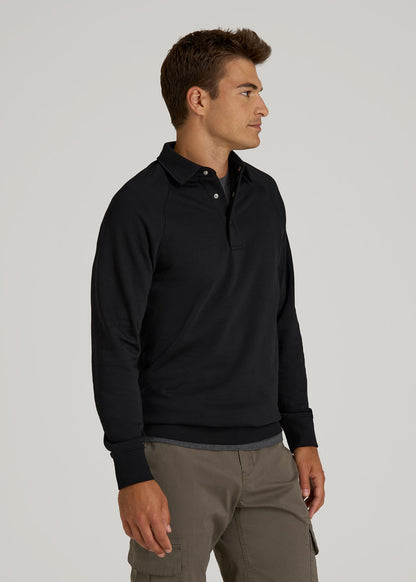 American Tall Men Wearever Fleece Collared Sweatshirt for Tall Men in Black