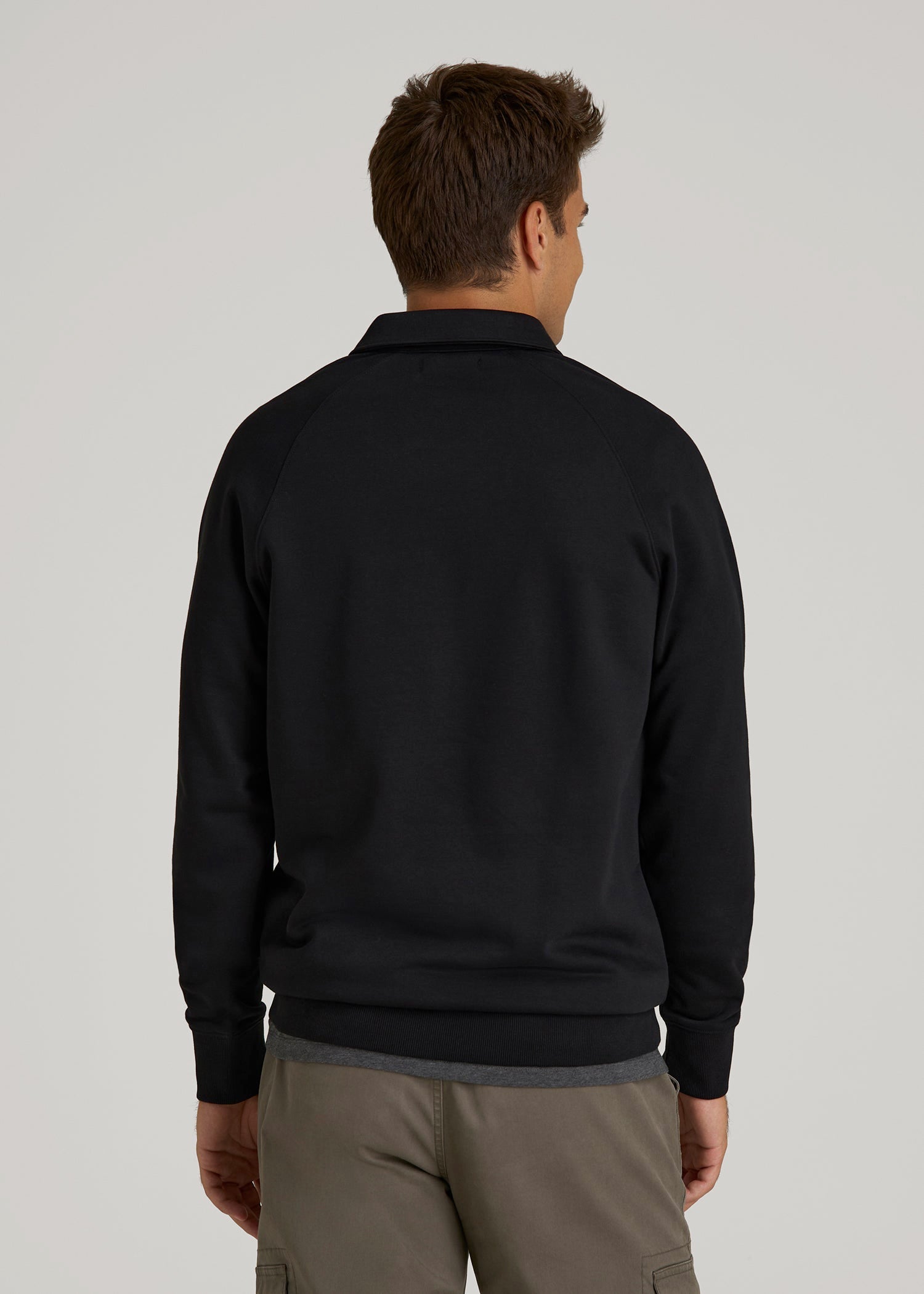 American Tall Men Wearever Fleece Collared Sweatshirt for Tall Men in Black