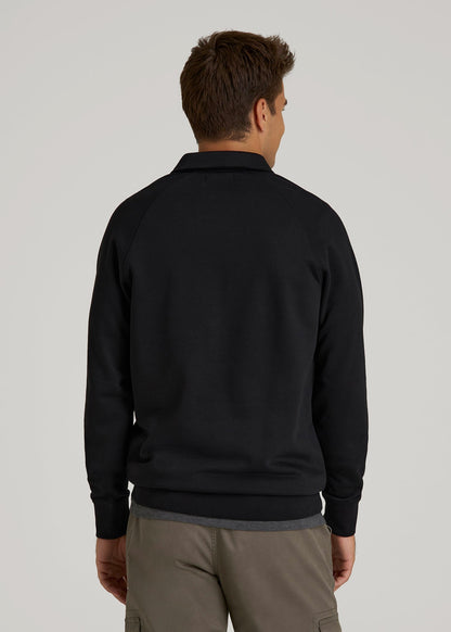 American Tall Men Wearever Fleece Collared Sweatshirt for Tall Men in Black