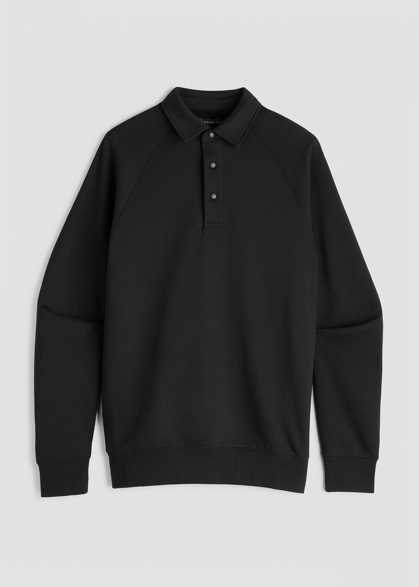 American Tall Men Wearever Fleece Collared Sweatshirt for Tall Men in Black