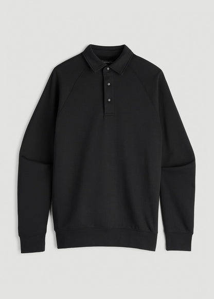 American Tall Men Wearever Fleece Collared Sweatshirt for Tall Men in Black