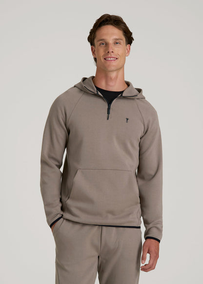 American Tall Men Tech Motion Fleece Hooded Popover for Tall Men in Portobello