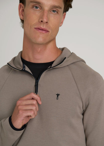 American Tall Men Tech Motion Fleece Hooded Popover for Tall Men in Portobello