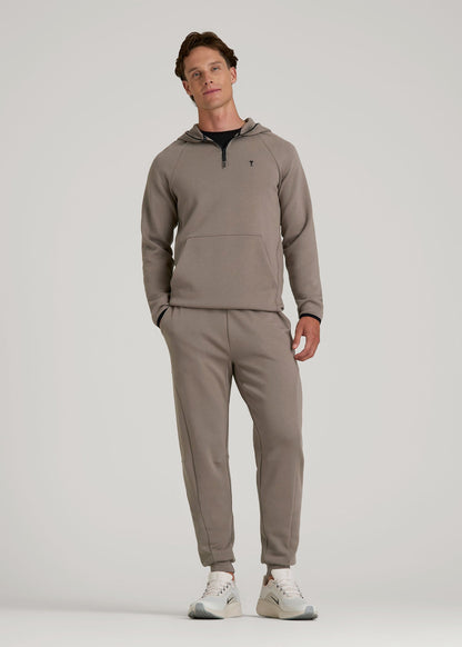 American Tall Men Tech Motion Fleece Hooded Popover for Tall Men in Portobello