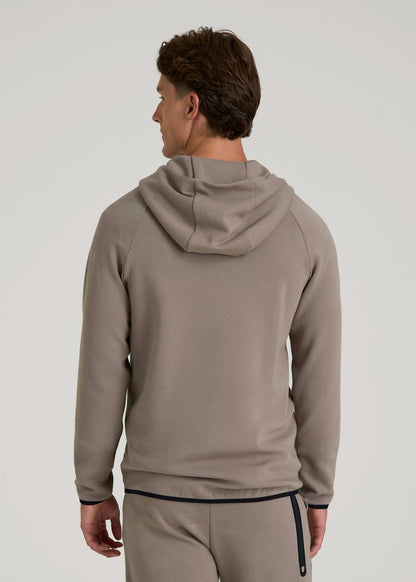 American Tall Men Tech Motion Fleece Hooded Popover for Tall Men in Portobello
