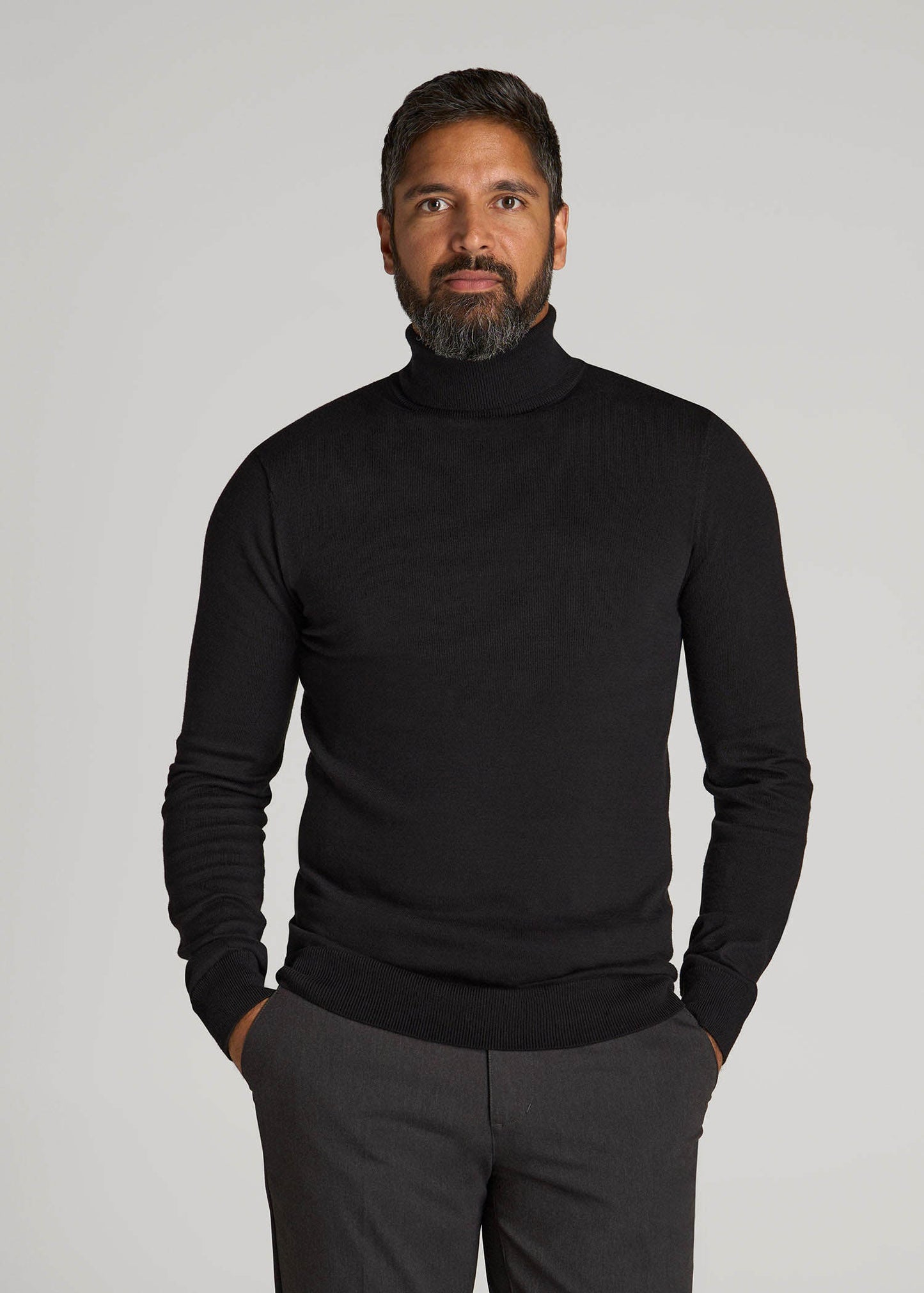 American Tall Men Turtleneck Sweater for Tall Men in Black