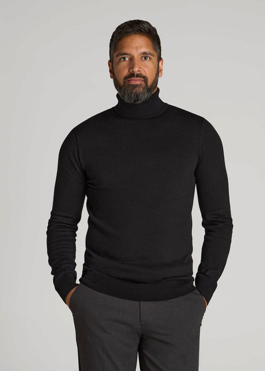American Tall Men Turtleneck Sweater for Tall Men in Black