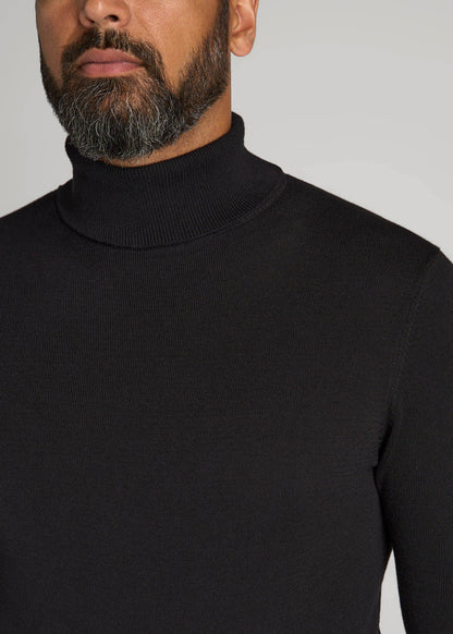 American Tall Men Turtleneck Sweater for Tall Men in Black