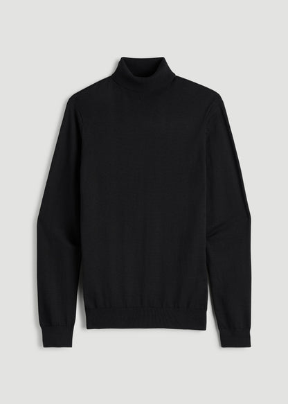 American Tall Men Turtleneck Sweater for Tall Men in Black