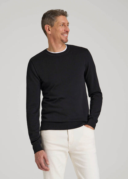 American Tall Men Everyday Crewneck Sweater for Tall Men in Black