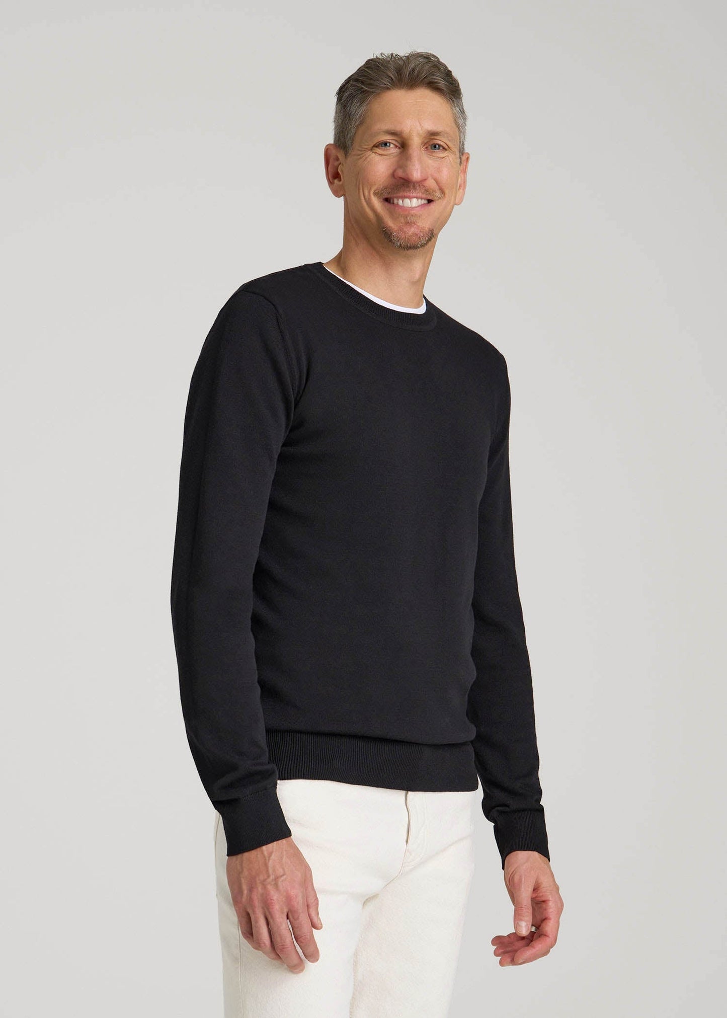 American Tall Men Everyday Crewneck Sweater for Tall Men in Black