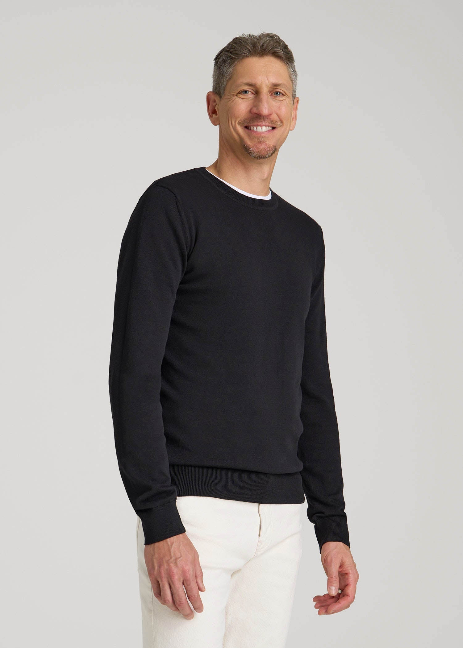 American Tall Men Everyday Crewneck Sweater for Tall Men in Black