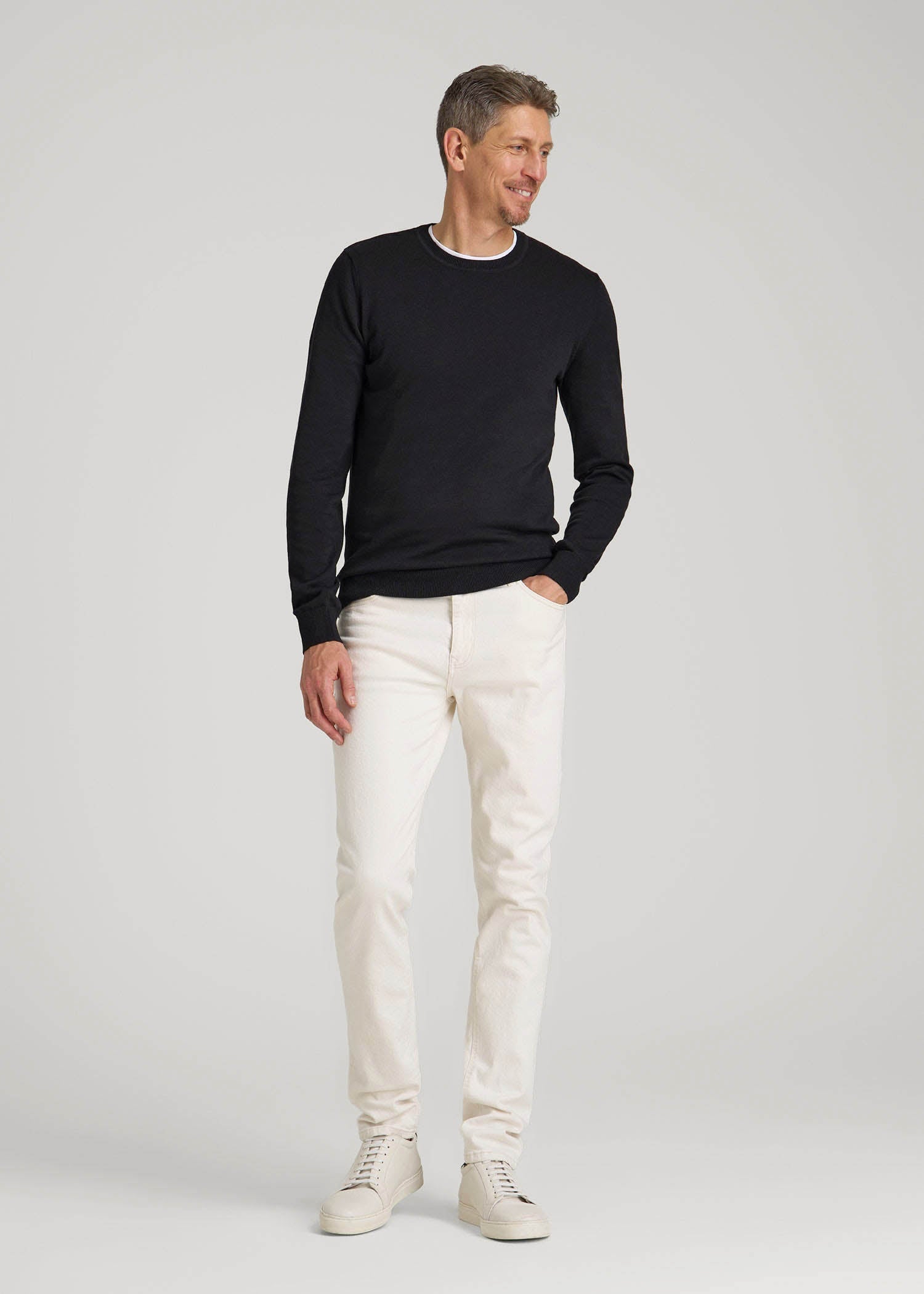 American Tall Men Everyday Crewneck Sweater for Tall Men in Black