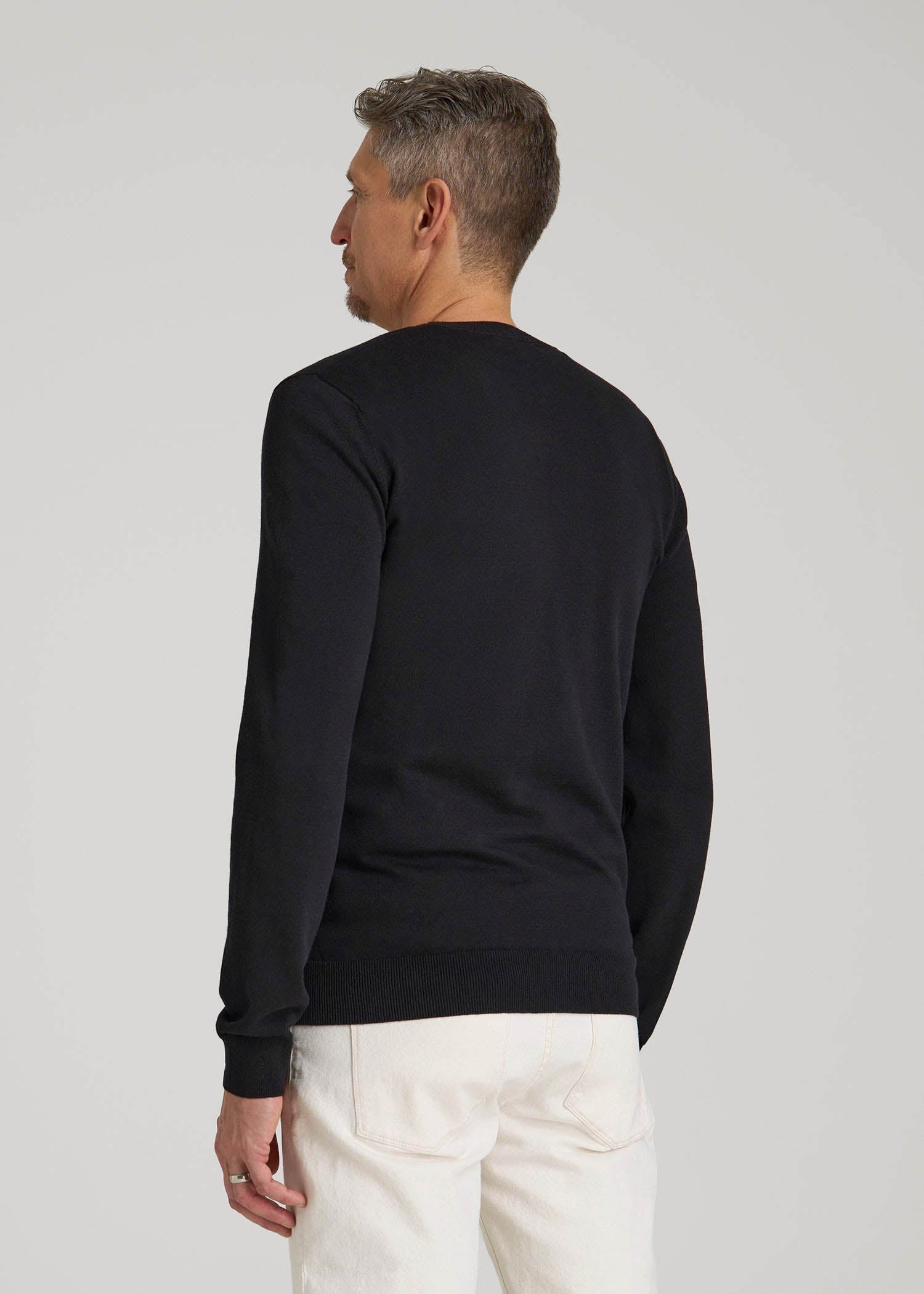 American Tall Men Everyday Crewneck Sweater for Tall Men in Black