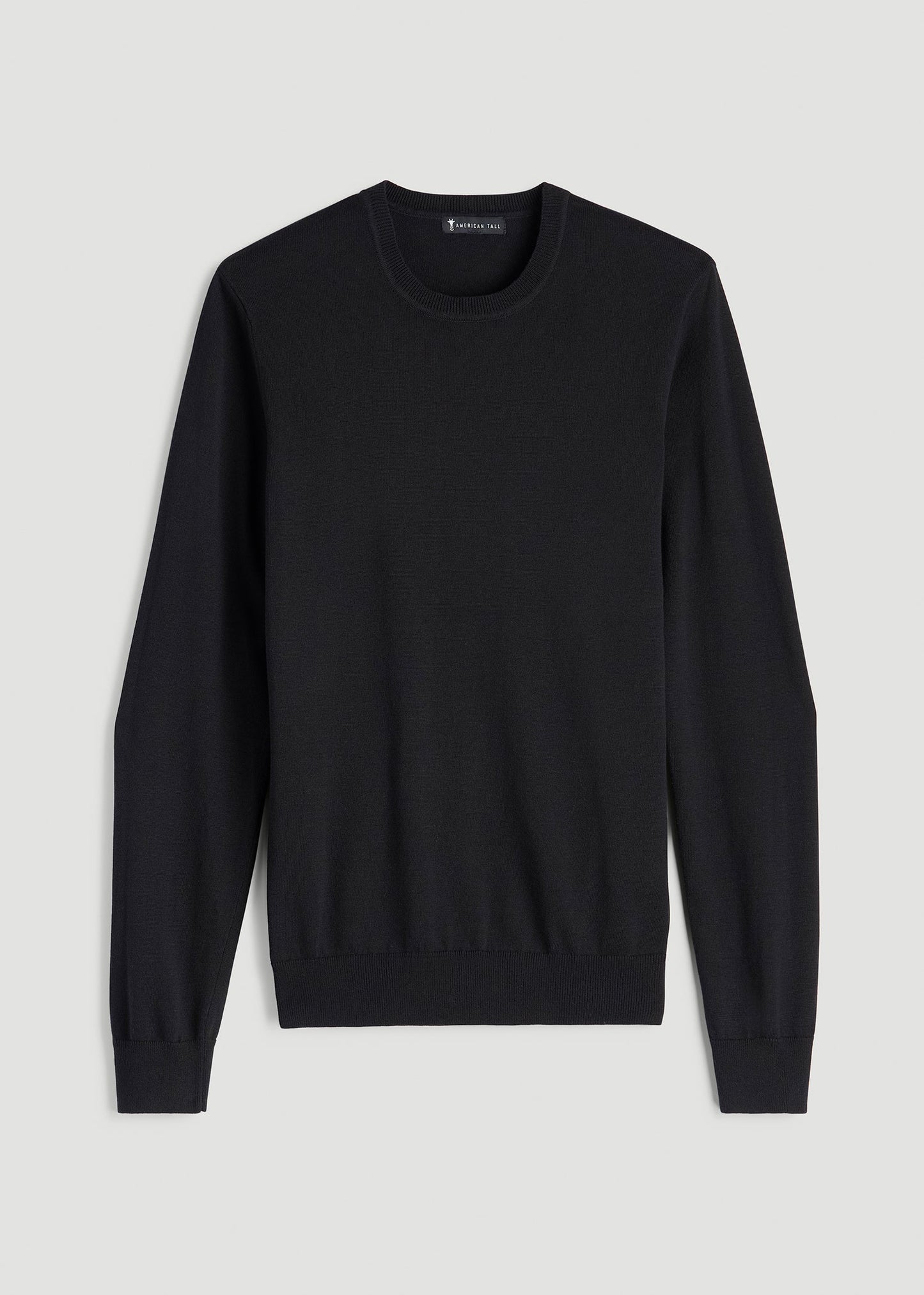 American Tall Men Everyday Crewneck Sweater for Tall Men in Black