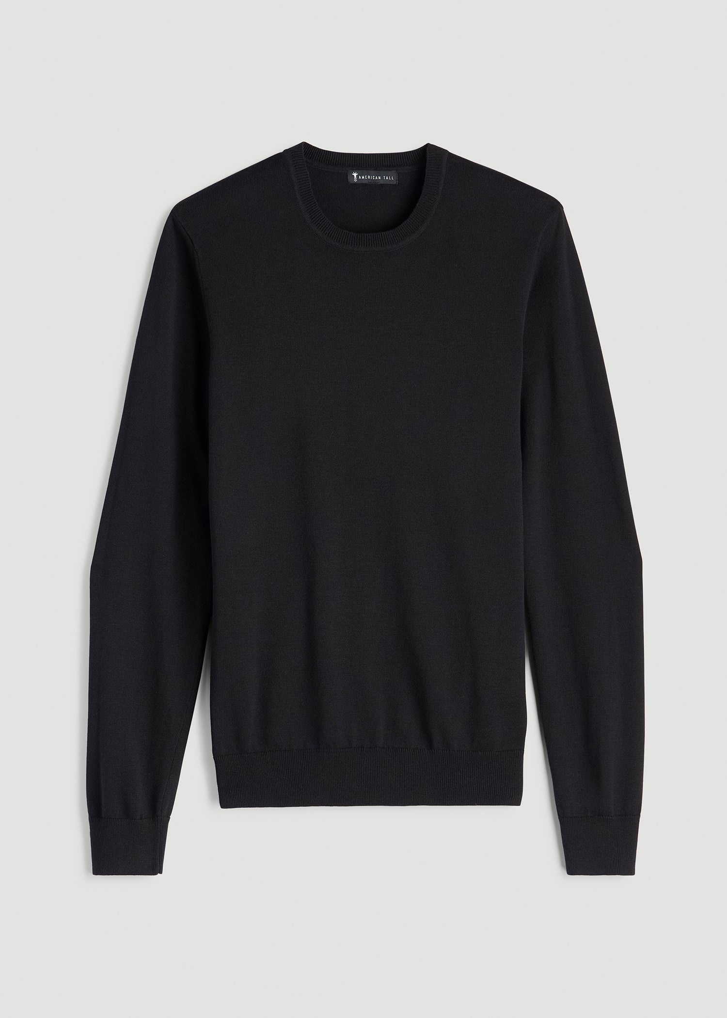 American Tall Men Everyday Crewneck Sweater for Tall Men in Black