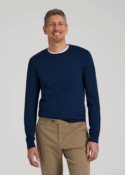 American Tall Men Everyday Crewneck Sweater for Tall Men in Patriot Blue