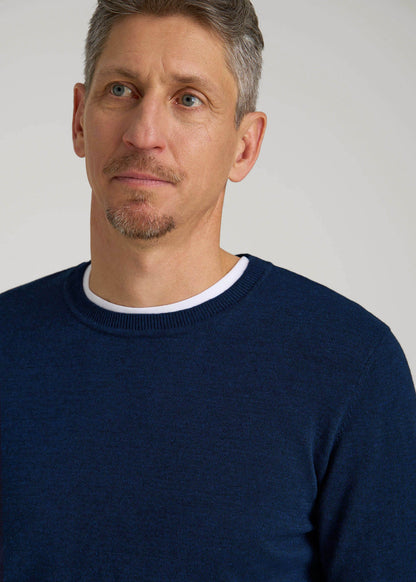 American Tall Men Everyday Crewneck Sweater for Tall Men in Patriot Blue