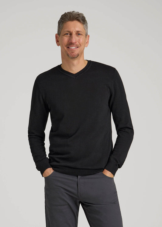 American Tall Men Everyday V-Neck Sweater for Tall Men in Black