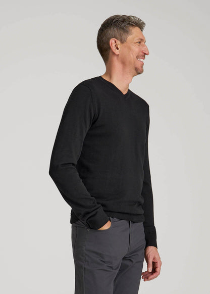 American Tall Men Everyday V-Neck Sweater for Tall Men in Black