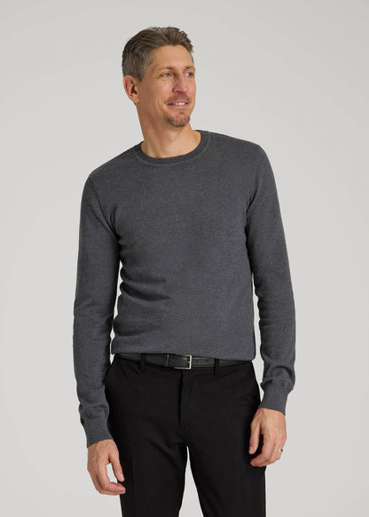 American Tall Men Everyday Crewneck Sweater for Tall Men in Charcoal Mix