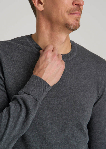 American Tall Men Everyday Crewneck Sweater for Tall Men in Charcoal Mix