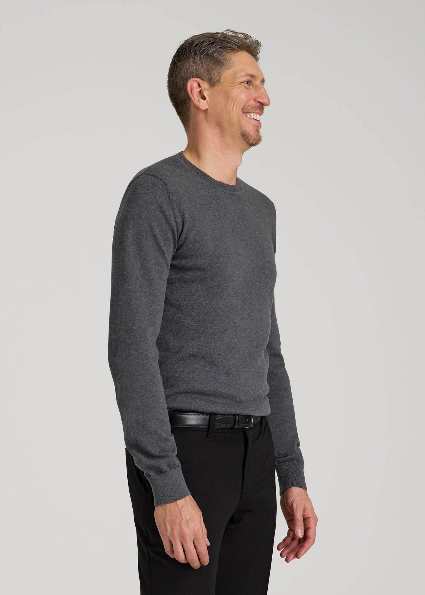 American Tall Men Everyday Crewneck Sweater for Tall Men in Charcoal Mix